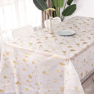 Love heart printed disposable plastic Table cloth